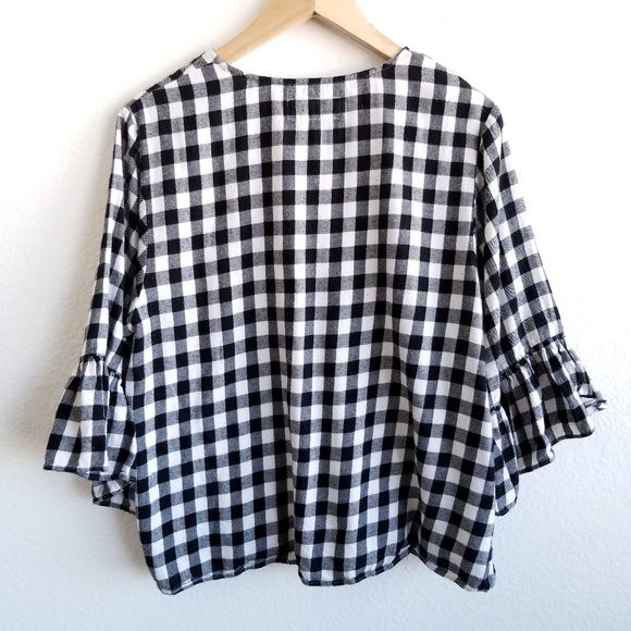 The Great Gingham Flare Sleeve End Blouse Cotton - Picture 3 of 7